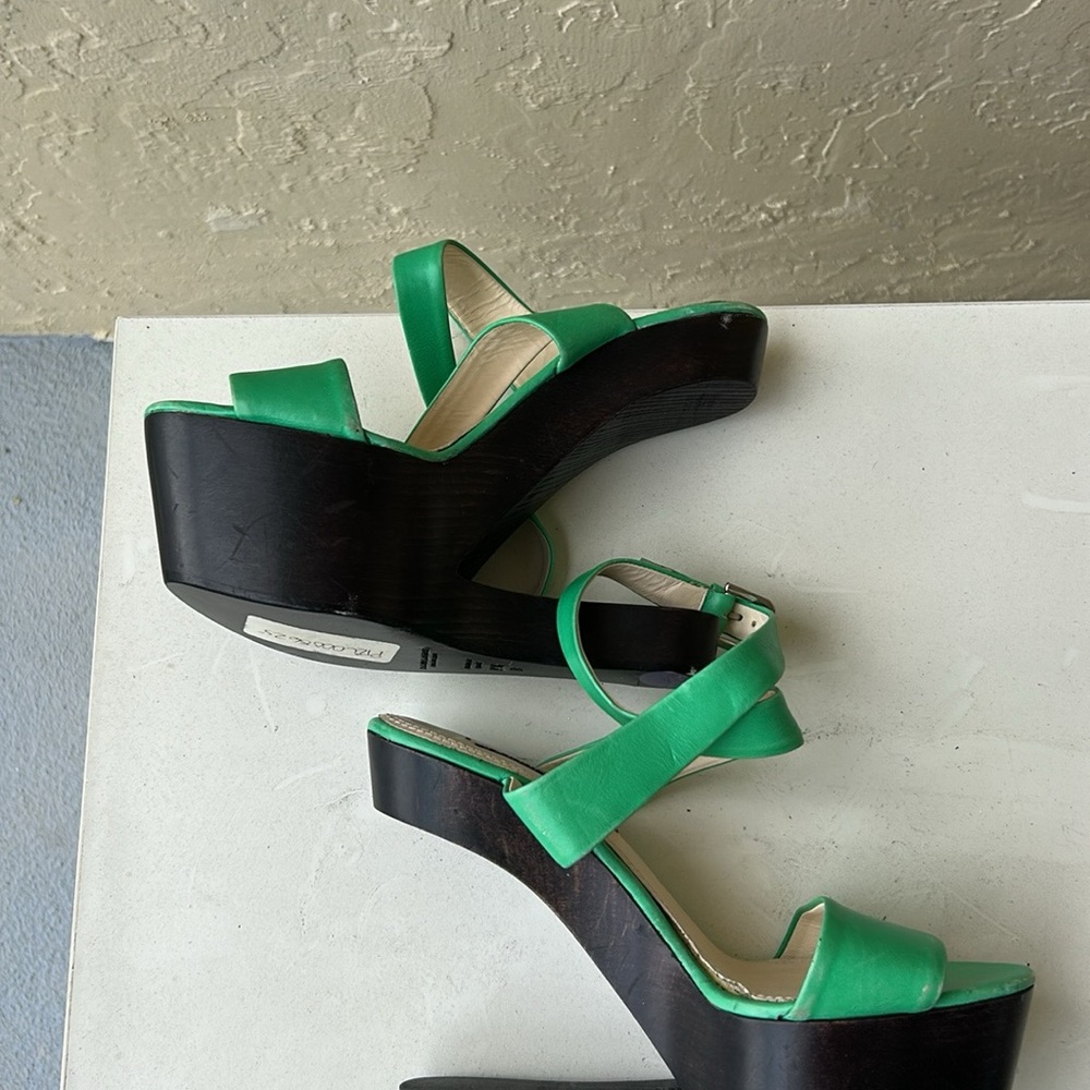 Ralph Lauren Blue Label Green Platform Wedges - Picture 2 of 6